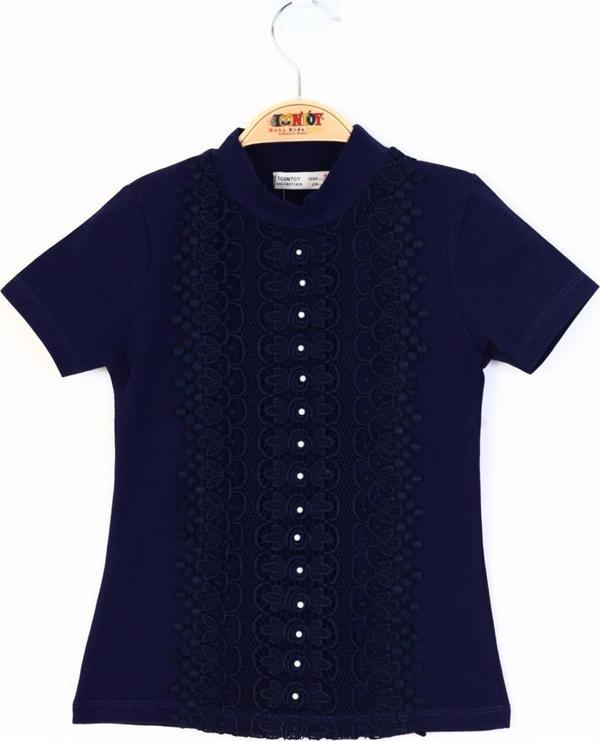 Toontoy Kız Çocuk Önü Dantelli İnci Detaylı T-Shirt - Image 1