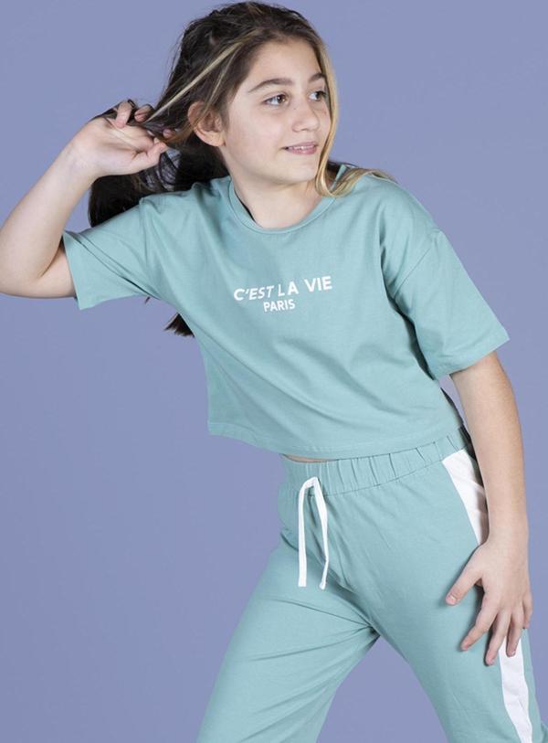 Toontoy Kız Çocuk Crop Model Tişört - Image 1