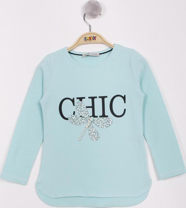 Toontoy Kız Çocuk Yusufçuk Baskılı İnci Detaylı T-Shirt - Image 1