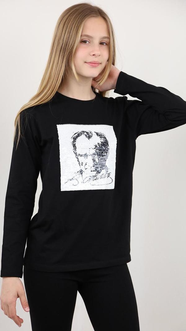 Toontoy Unisex Çocuk Atatürk Bayraklı Çift Taraflı Pullu Tişört - Image 1