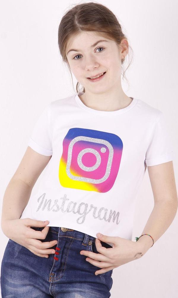 Toontoy Kız Çocuk Instagram Baskılı Tişört - Image 1