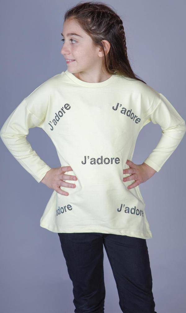 Toontoy Kız Çocuk Jadore Baskılı Tişört - Image 1