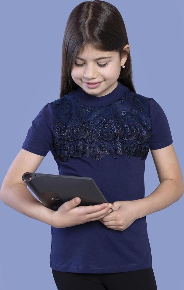 Toontoy Kız Çocuk Önü Çiçek Dantelli T-Shirt - Image 1
