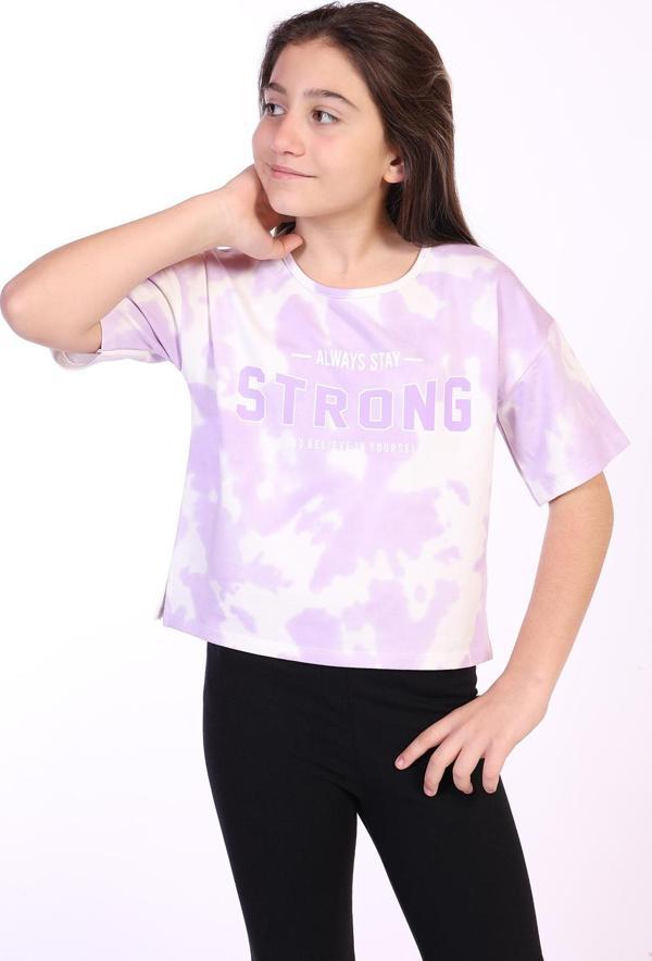 Toontoy Kız Çocuk Strong Baskılı Batikli Tişört - Image 1