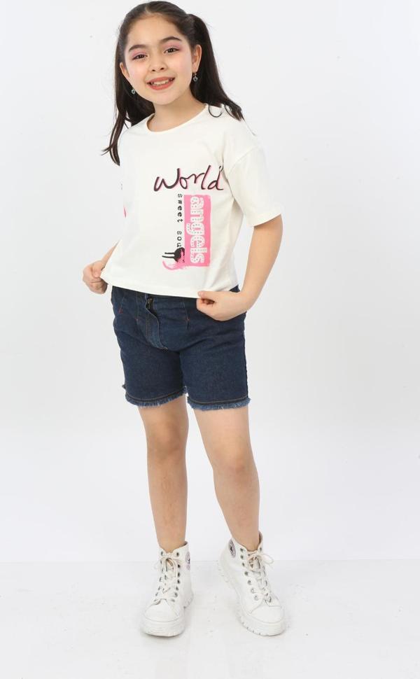 Toontoy Kız Çocuk World Baskılı Tişört - Image 1