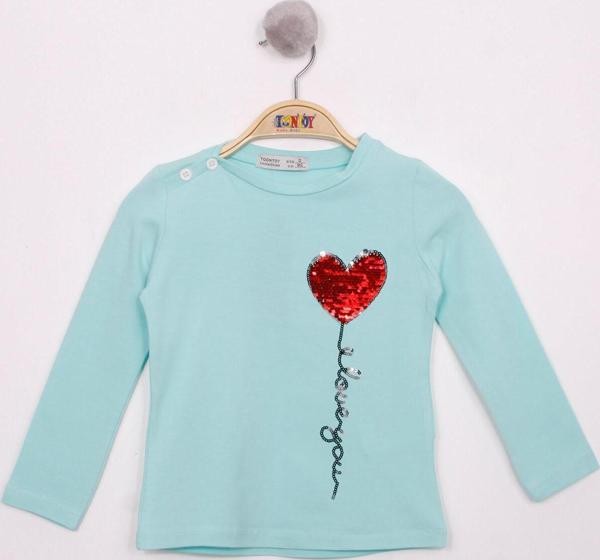 Toontoy Kız Çocuk Göğsü Pul Nakışlı T-Shirt - Image 1