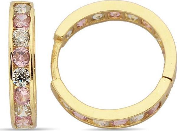 Altın Pembe Taşlı Çocuk Küpe 2,07 Gram - Image 1