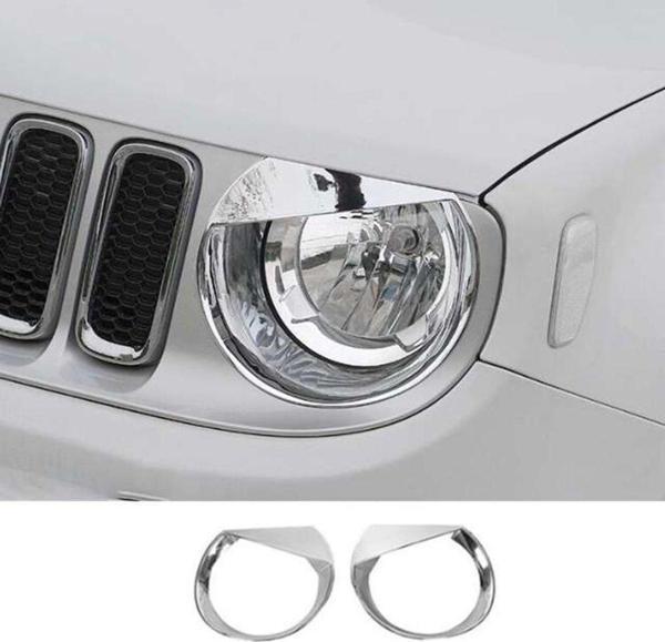 Jeep Renegade Uyumlu 2014 2017 Ön Far Kaplama ABS(Plastik) Krom - Image 1