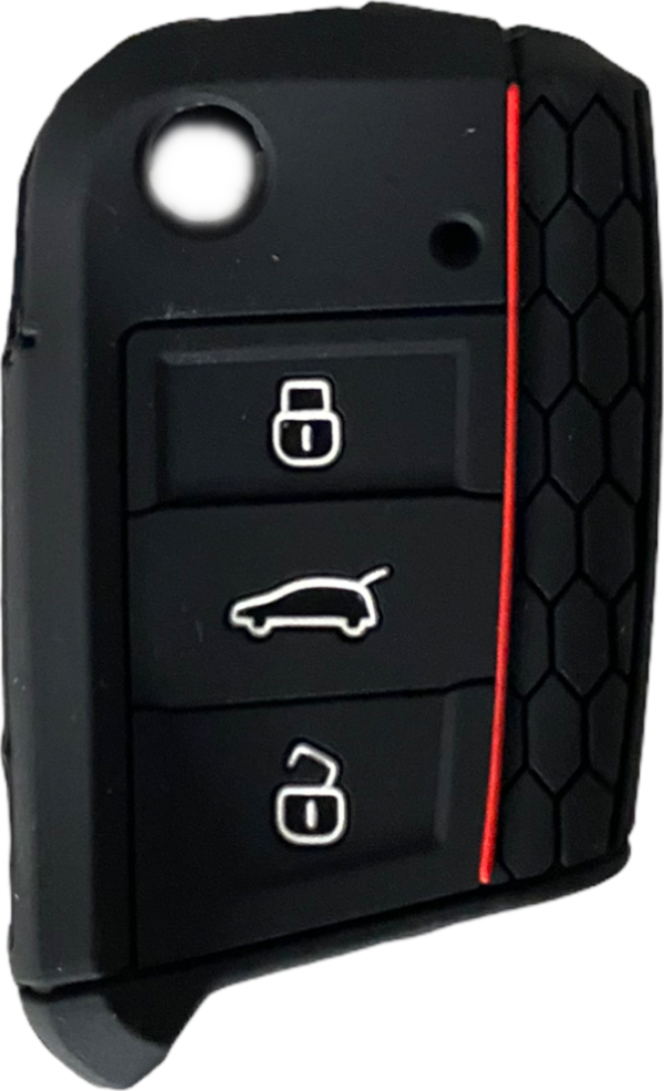 Space Silikon Anahtar Kabı- Volkswagen/Golf7 Siyah-Kırmızı çizgili / SYPD53 - Image 1