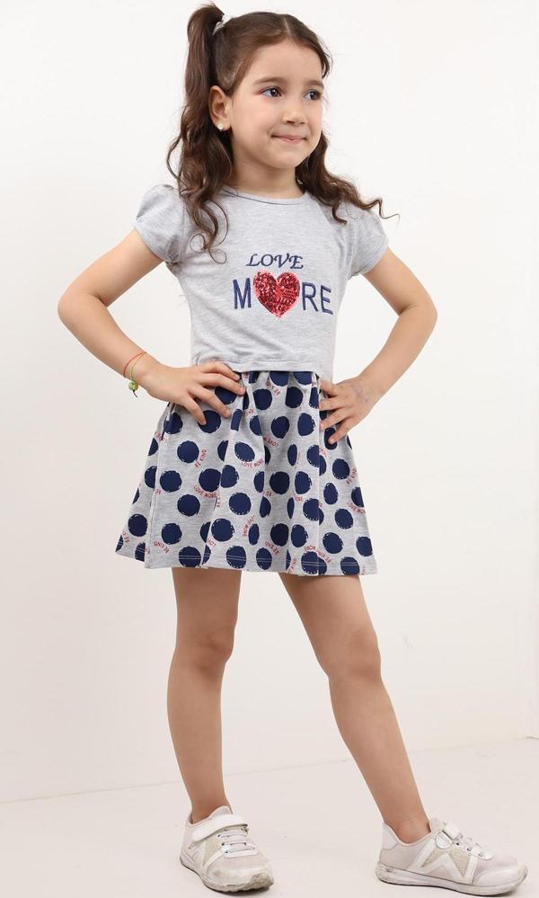 Toontoy Kız Çocuk Love Kalp Nakışlı Elbise - Image 1