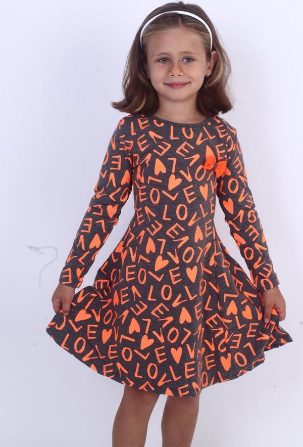 Toontoy Kız Çocuk Love Baskılı Elbise - Image 1