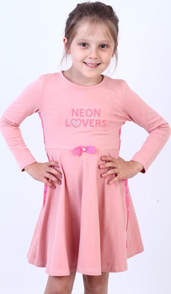 Toontoy Kız Çocuk Neon Lover Nakışlı Elbise - Image 1