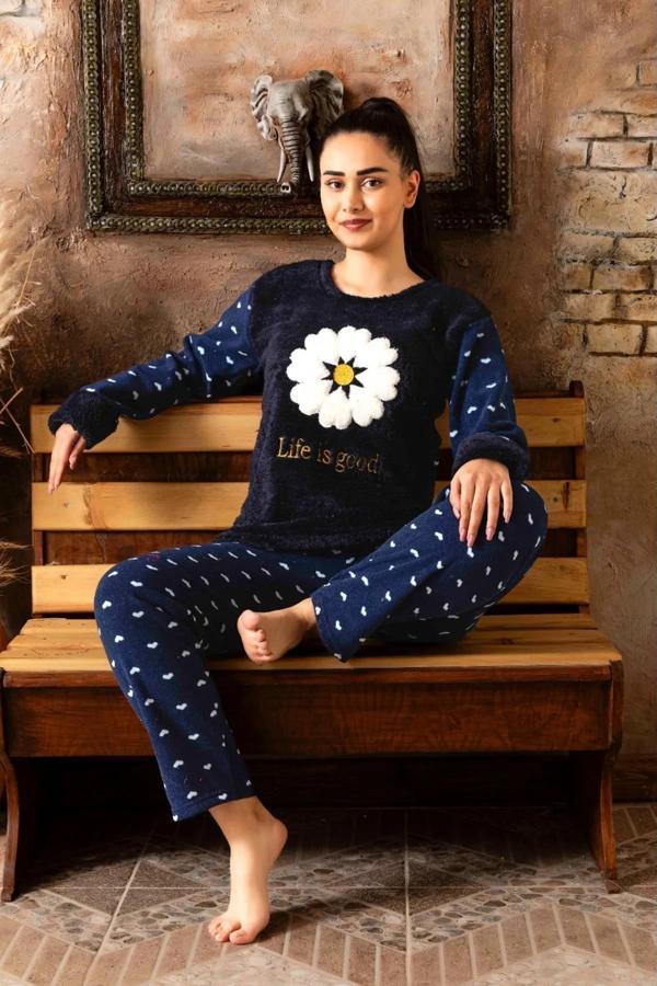 Sude Kadın Kışlık Genç Welsoft Pijama Takımı K 200/606 - 1 Adet Lacivert-S - Image 1