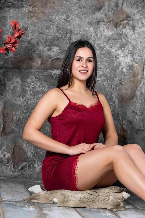 Charme Kadın Pegasus Kumaş İp Askılı Şortlu Pijama Takımı P300/208 -1 Adet Bordo-L - Image 1