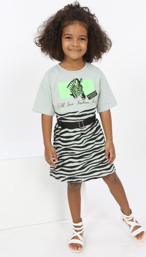 Toontoy Kız Çocuk Zebra Baskılı Elbise - Image 1