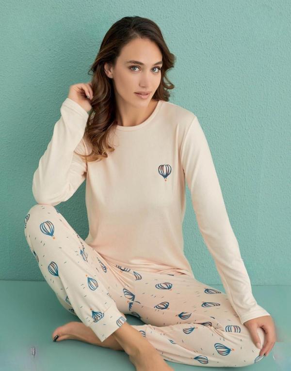 Mihra Kadın Bisiklet Yaka TERMAL Pijama Takımı 14101/10 - 1 Adet Ekru-L - Image 1