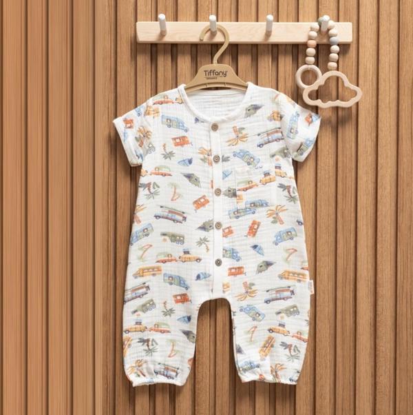 Tiffany Baby Müslin Caravan Theme Yarım Kol Uzun Tulum 61091 - Image 1