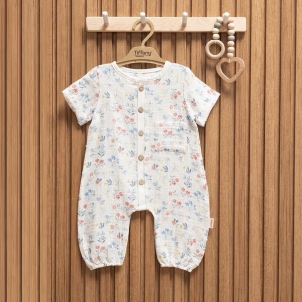 Tiffany Baby Müslin Sweet Theme Yarım Kol Kısa Tulum 60091 - Image 1