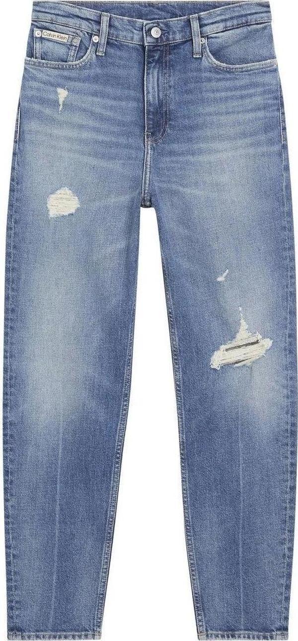 Calvin Klein Kadın Eskitilmiş Regular Fit Mavi Kot Pantolon - Image 1