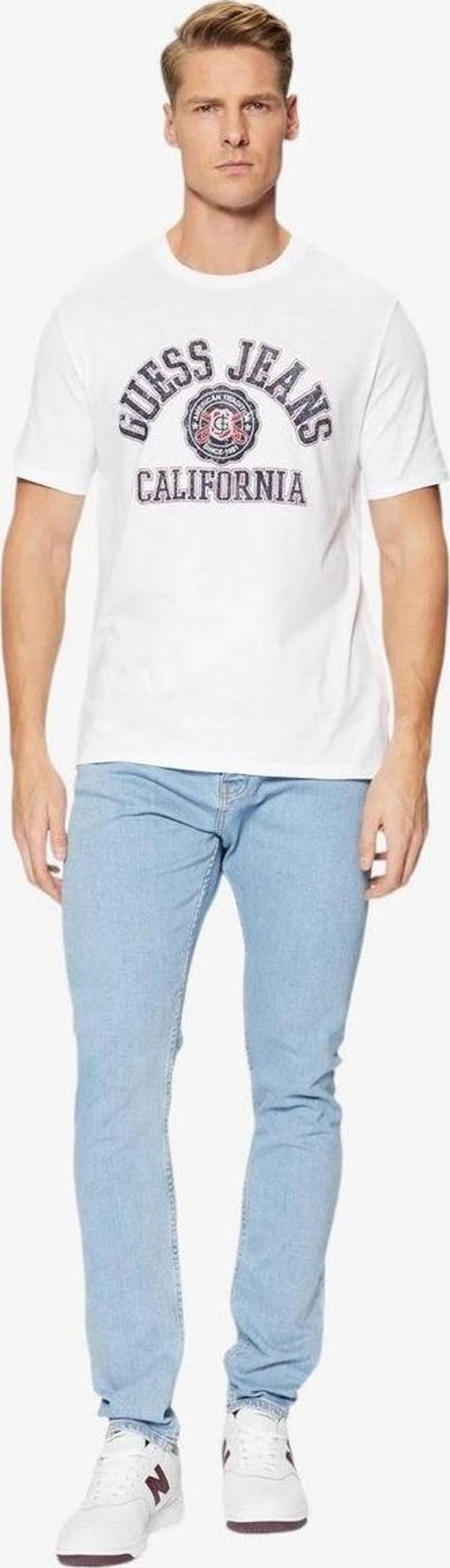 Erkek  CALIFORNIA logolu Beyaz T-shirt - Image 1
