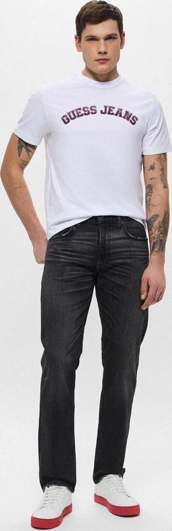 GUESS  Erkek Beyaz T-shirt Yüksek Kalite Pamuk - Image 1
