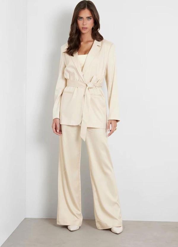Guess Kadın Bej Yüksek Bel Wide Leg Pantolon - Image 1