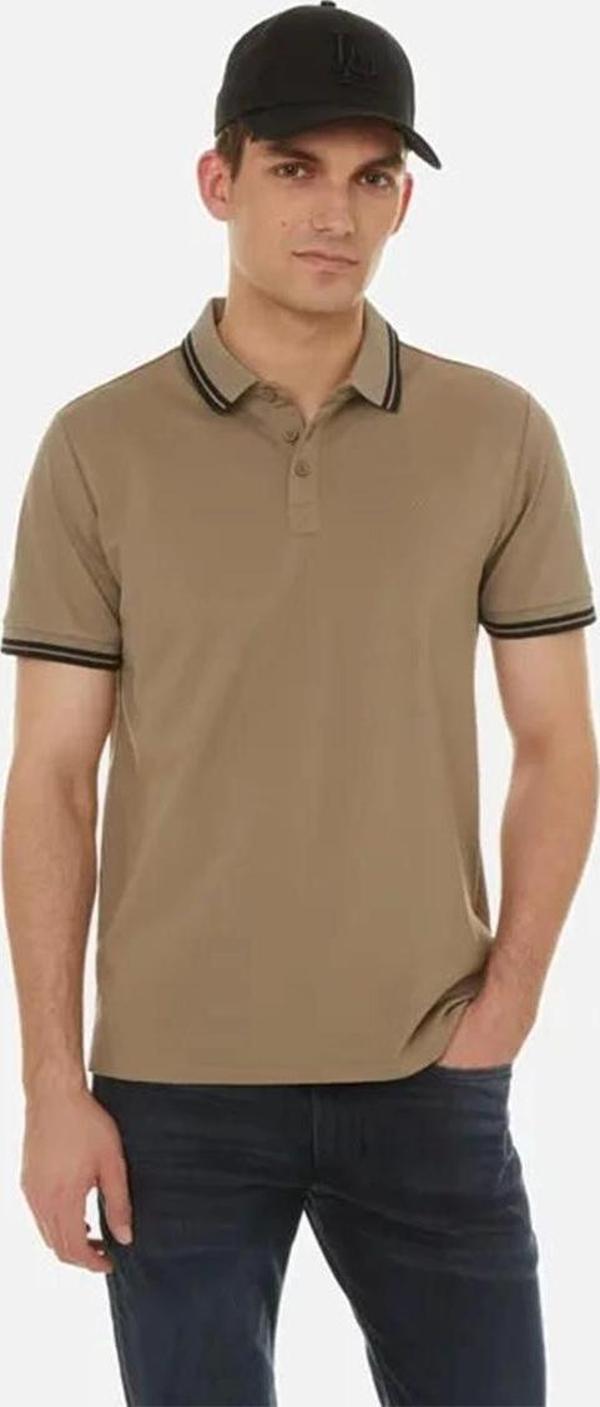 Guess Erkek Bej Pique Polo Yaka  T-Shirt - Image 1
