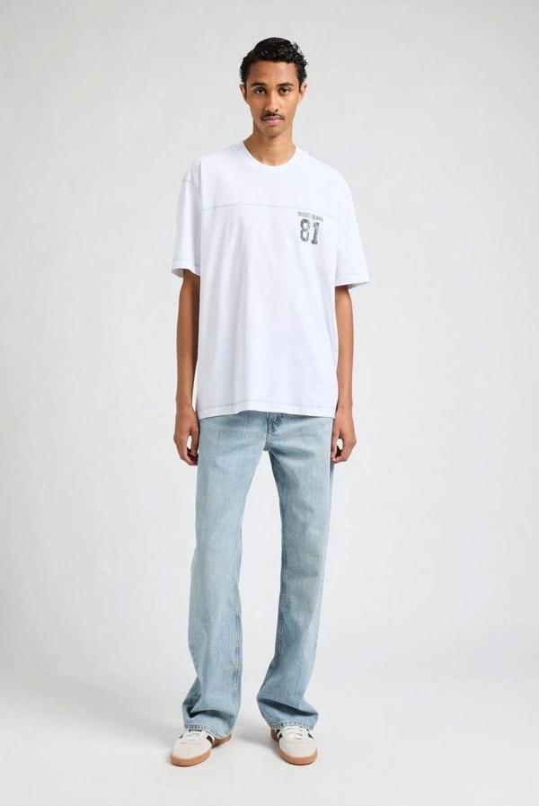 GUESS Erkek Beyaz Pamuk T-shirt Logolu, Regular Fit - Image 1