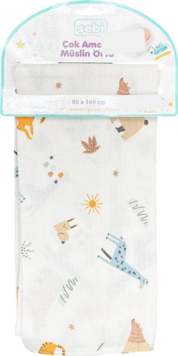 Sebi Bebe Çok Amaçlı Müslin Örtü 80x100 Cm - Image 1