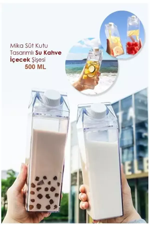 Süt Kutusu Tasarımlı İçecek Şişesi - Image 1