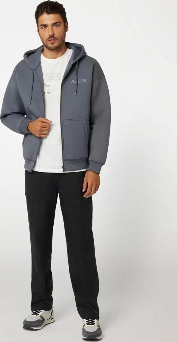 Guess Erkek  Sırtta  Logolu Fermuarlı Sweatshirt - Image 1