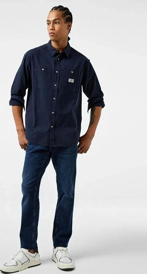 Guess Jeans Lacivert Erkek Gömlek Regular Fit Gömlek - Image 1