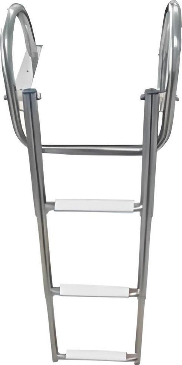 TEKNE MERDİVENİ KATLANABİLİR TELESKOPİK MERDİVEN 3 KROM TUTAMAKLI 92CM - Image 1