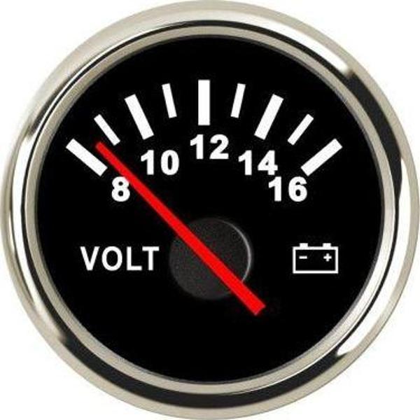 VOLTMETRE SİYAH ÇAP 52mm 12v TEKNE YAT - Image 1