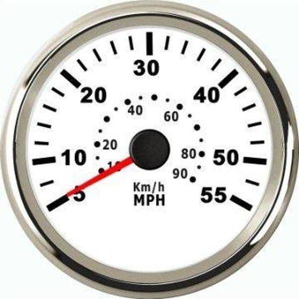 SÜRAT GÖSTERGESİ 55MPH 12/24v ÇAP 85mm BEYAZ TEKNE YAT  - Image 1