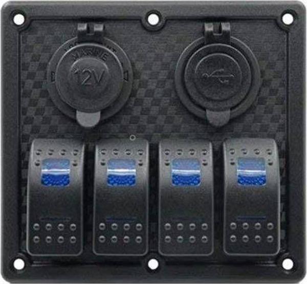 SWITCH PANEL 4 LÜ 12V,USB (L6S3)120*130mm - Image 1
