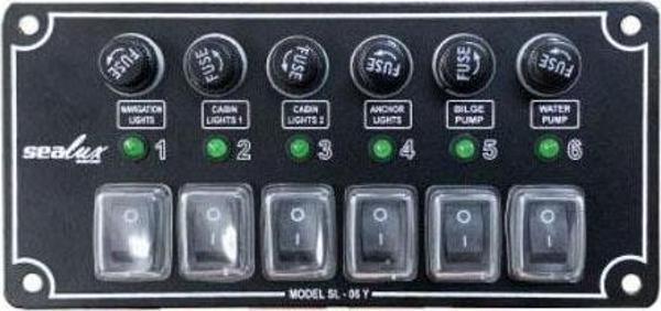 6 ANAHTARLI İZOLELİ YATAY SWITCH PANEL / TEKNE ve KARAVAN SİGORTA PANELİ / ELEKTRİK KUMANDA PANELİ - Image 1