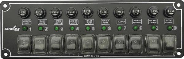 10 ANAHTARLI İZOLELİ YATAY SWITCH PANEL / TEKNE ve KARAVAN SİGORTA PANELİ / ELEKTRİK KUMANDA PANELİ  - Image 1