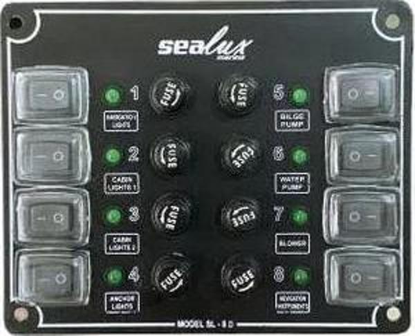 8 ANAHTARLI İZOLELİ KÜÇÜK EBATLI SWITCH PANEL / TEKNE ve KARAVAN SİGORTA PANELİ / ELEKTRİK KUMANDA PANELİ - Image 1