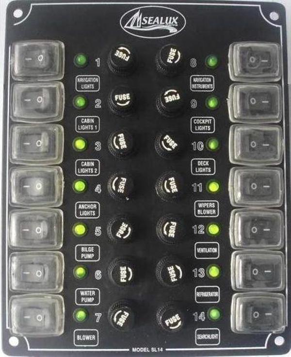 14 ANAHTARLI İZOLELİ KÜÇÜK EBATLI SWITCH PANEL / TEKNE ve KARAVAN SİGORTA PANELİ / ELEKTRİK KUMANDA PANELİ - Image 1
