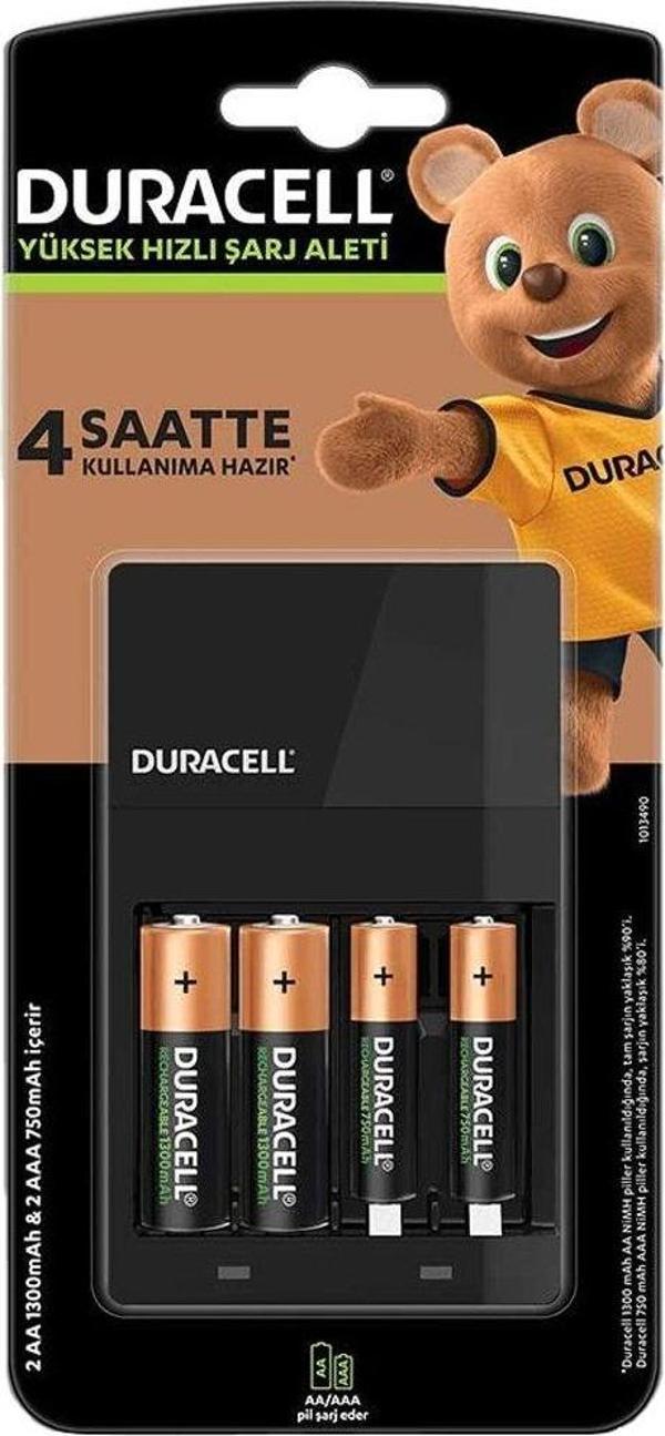 Duracell AAx2 + AAAx2 Pilli Hızlı Pil Şarj Aleti CEF14 2 Adet x750 mAh AAA+2 Adetx1300 mAh AA Pil - Image 1
