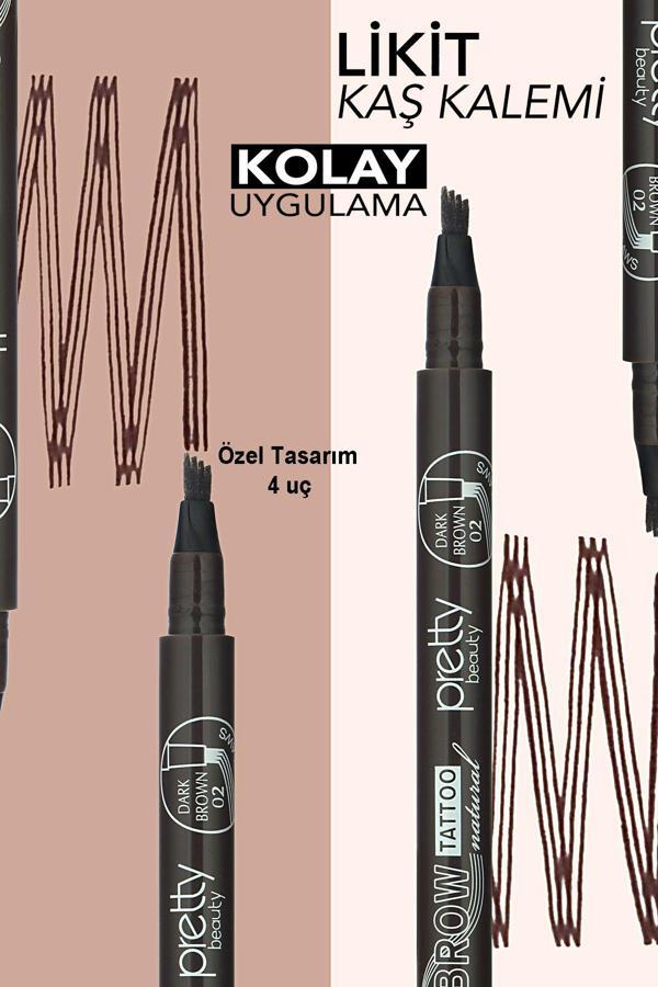 Pretty Kaş Kalemi 02 - Grimsi Kahve Tattoo Suya Dayanıklı Likit Pencıl - Image 1