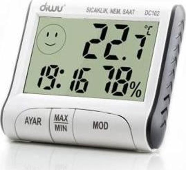 Diwu DC102 İç Mekan Termometre Nem Ölçer Saat - Image 1