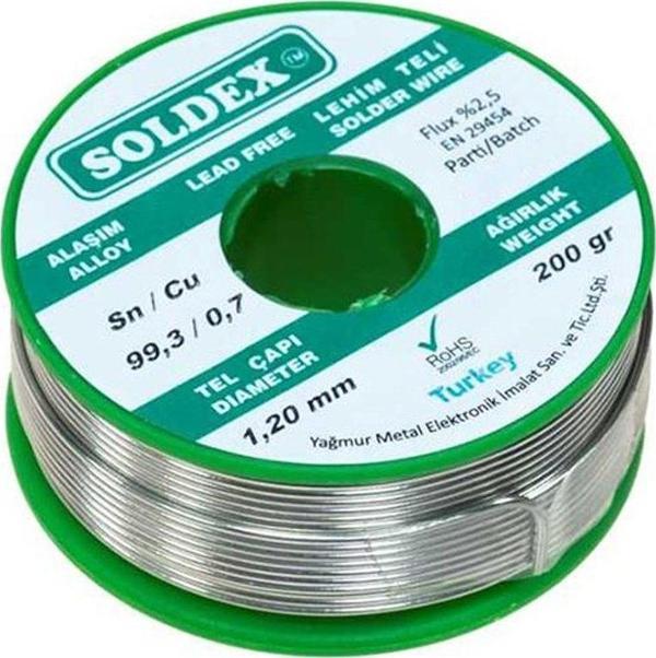 SOLDEX KURŞUNSUZ 1.2MM 200 GRAM LEHİM TELİ SN99.3/CU 0.7 - Image 1