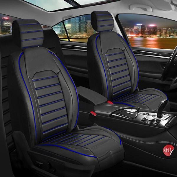 Nissan Patfinder Lüx Deri Oto Koltuk Kılıfı Ön Arka Takım Orijinal Serisi SİYAH MAVİ - Image 1
