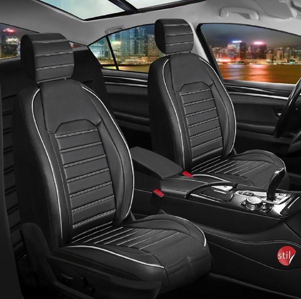 Jeep Cheroke Lüx Deri Oto Koltuk Kılıfı Ön Arka Takım Orijinal Serisi SİYAH BEYAZ - Image 1