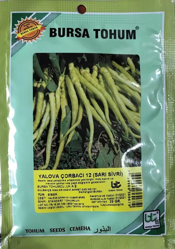 BİBER TOHUMU YALOVA ÇORBACI 12 (SARI SİVRİ) 25 GR ORT 3000 AD - Image 1