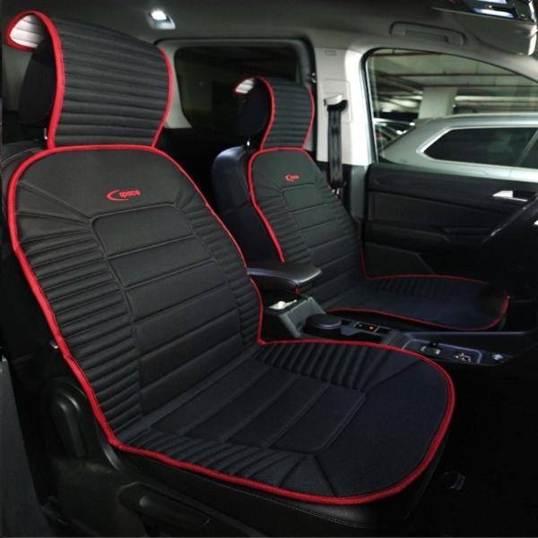 
KİA Picanto Lüx Oto Koltuk Minderi Ön 2'li Set Bumerang Serisi SİYAH KIRMIZI - Image 1