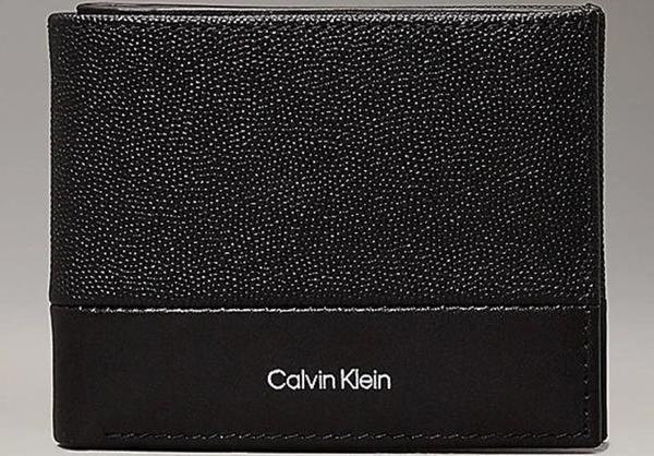 Calvin Klein Erkek Havyar Yüzey CK Logo Siyah Deri Cüzdan - Image 1