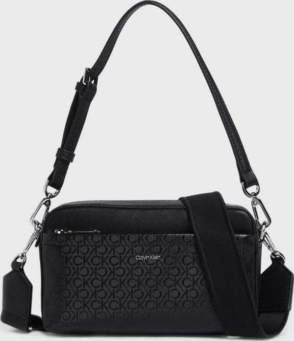 Calvin Klein Ayarlanabilir Çift Askı CK Monogram Siyah Çanta - Image 1